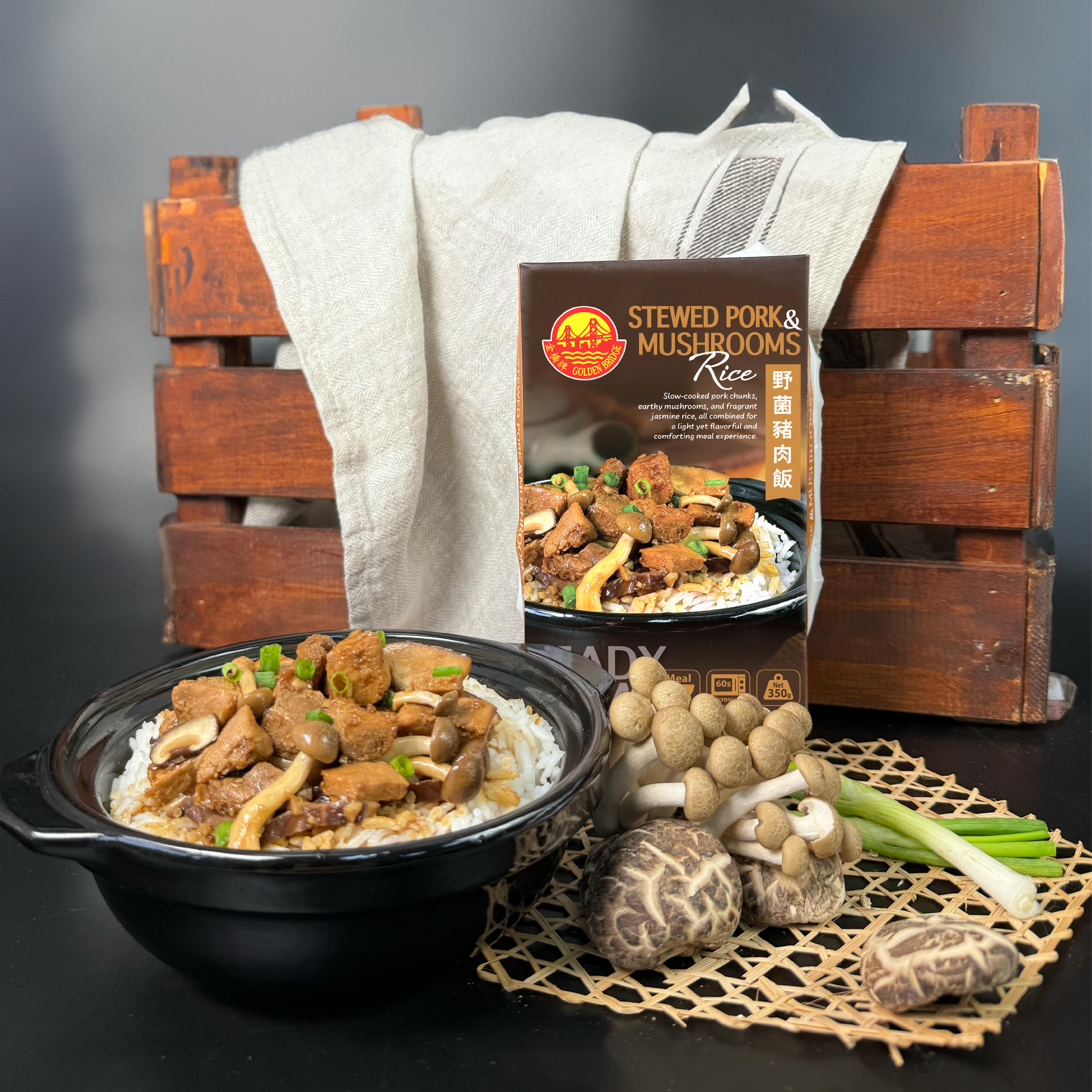 Golden Bridge Stewed Pork & Mushroom Jasmine Rice (Ready to Eat Meal) 350g