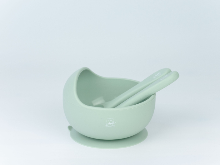 LITTLE BEARNIE Grow with Bearnie Highback Suction Bowl Feeding Set  - Sage