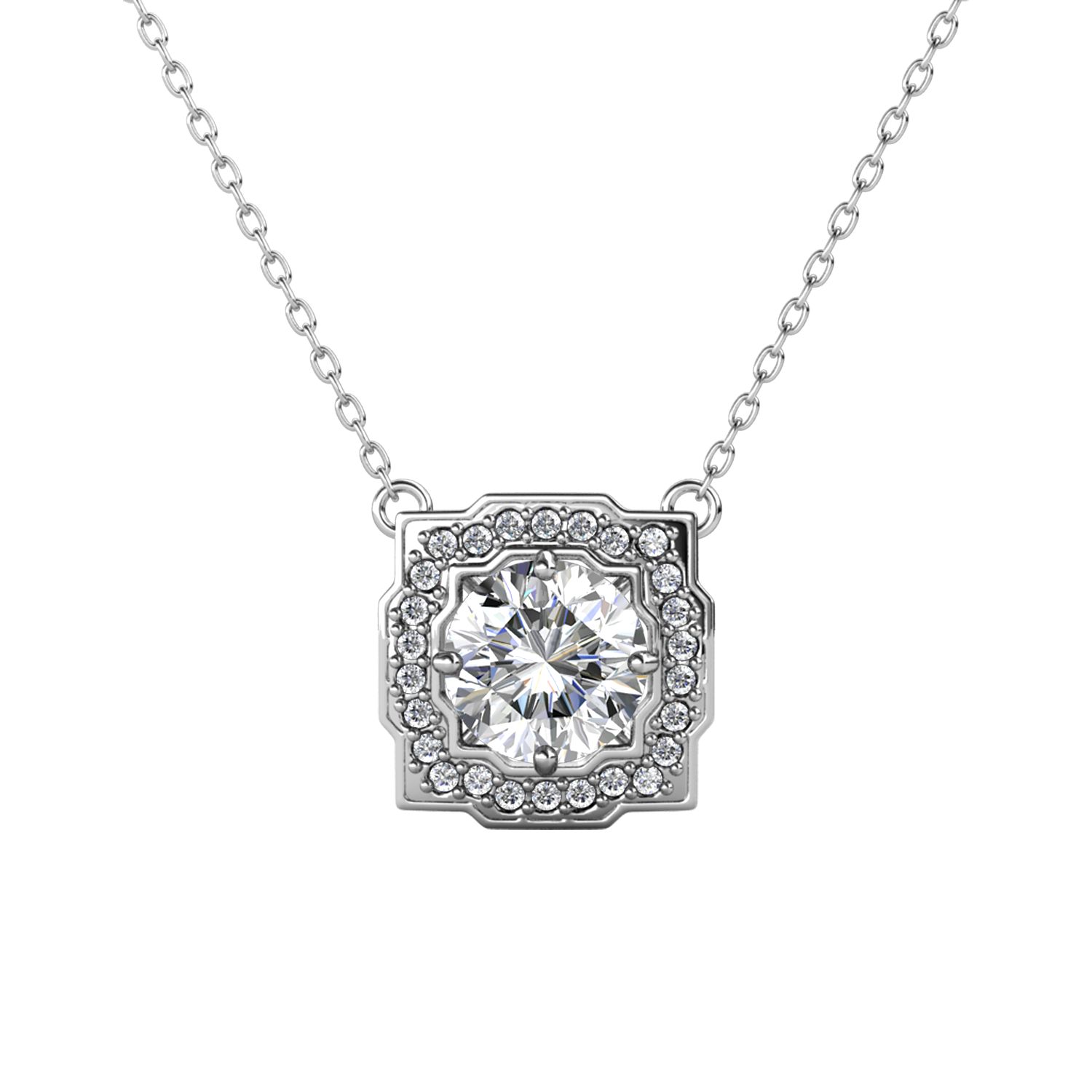 Her Jewellery CELÈSTA Moissanite Diamond - Carree Pendant (White Gold)