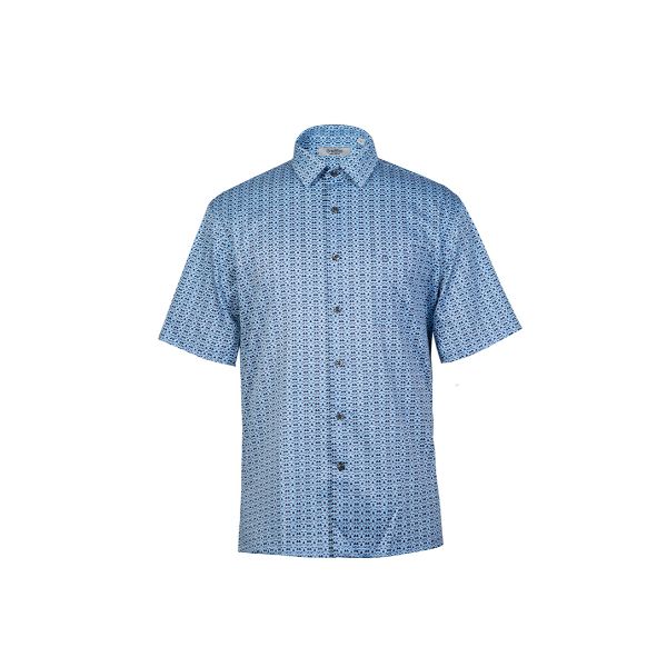 Goldlion Men Casual Regular Fit Short-Sleeved Shirt - Size XL - Blue Printed