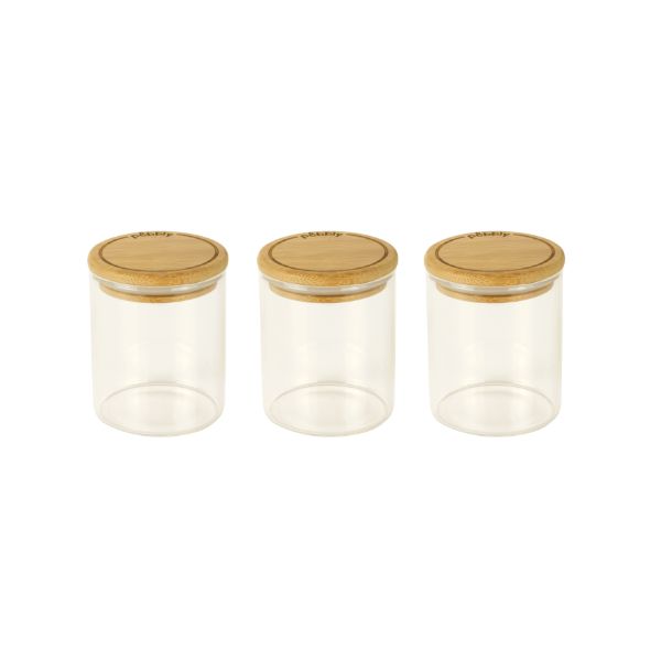 Pebbly Set of 3 Glass Canisters (190ml)