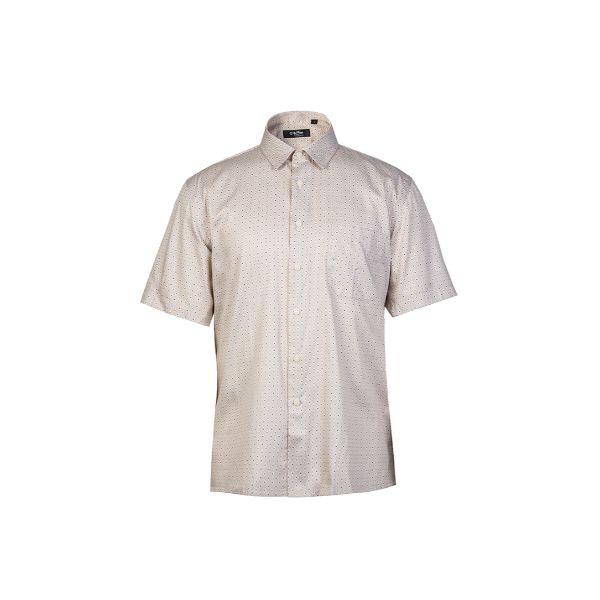 Goldlion Men Casual Regular Fit Short-Sleeved Shirt - Size S - Light Brown Dotted