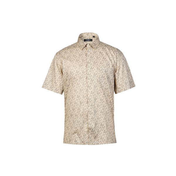 Goldlion Men Casual Regular Fit Short-Sleeved Shirt - Size L - Light Brown Printed