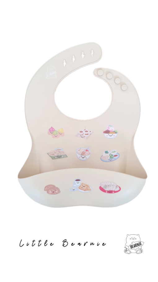 LITTLE BEARNIE Silicone Bib - SG Local Foodies (Latte)