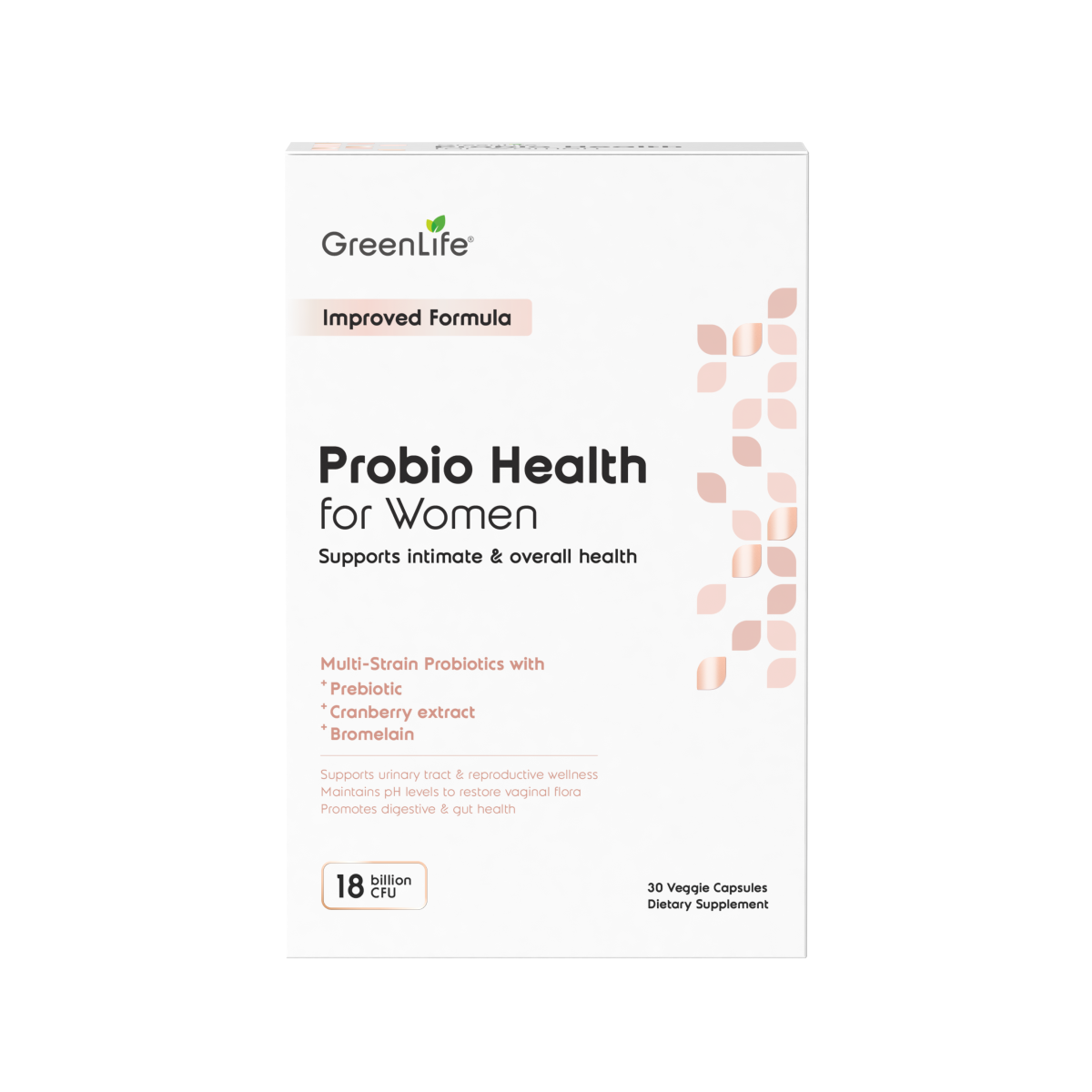 GreenLife Probio Health for Women 18B 30 Veggie Capsules, Supports Healthy Urinary Tract Health