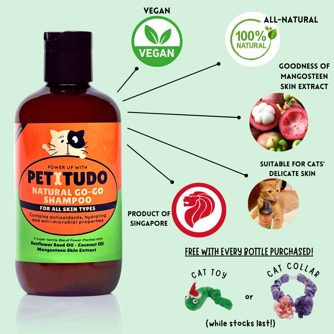 PETITUDO NATURAL GO-GO Cat Shampoo 250ml (Free Cat Toy worth $8)