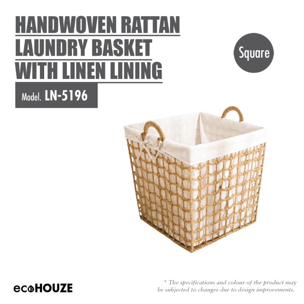 ecoHOUZE Handwoven Laundry Basket with Linen Lining (2 Designs)