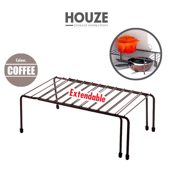 HOUZE - Extendable Kitchen Rack Organiser (Coffee)