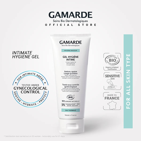 GAMARDE Organic Intimate Hygiene Cleansing Gel 200ml, Soap-free, Test Under Gynaecological Control (GEL HYGIENE INTIME)