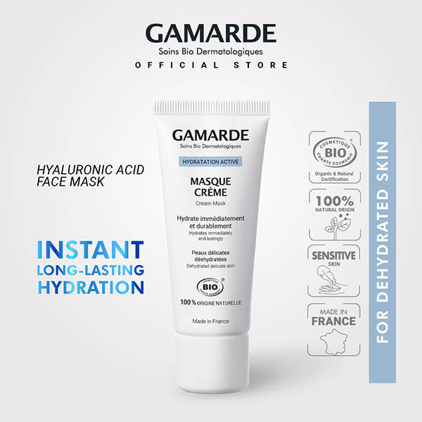 GAMARDE HYDRATATION Organic Hydrating Rinse-off Mask 40ml, Hyaluronic Acid For Normal & Sensitive Skin (MASQUE CRÈME)