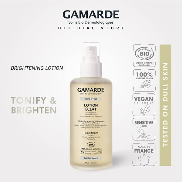 GAMARDE WHITE EFFECT Organic Radiance Brightening Toner 200ml, Toning & Clarifying For Dull Skin (LOTION ECLAT)