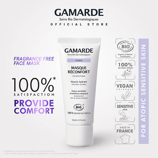 GAMARDE ATOPIC Organic Comfort Rinse-off Mask 40ml, Fragrance Free For Atopic Eczema Prone Skin (MASQUE RECONFORT)