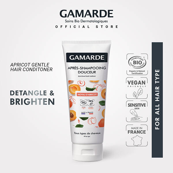 GAMARDE Organic Gentle Hair Conditioner After Shampoo 200ml with Apricot Kernel Oil (APRES SHAMPOOING DOUCEUR)